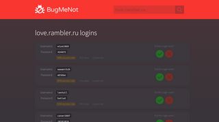 
                            12. love.rambler.ru logins - BugMeNot