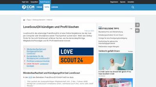 
                            12. LoveScout24 kündigen und Profil löschen - CCM - Recht & Finanzen