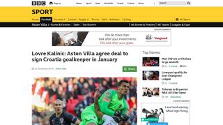 
                            10. Lovre Kalinic: Aston Villa agree deal to sign Croatia goalkeeper in ...