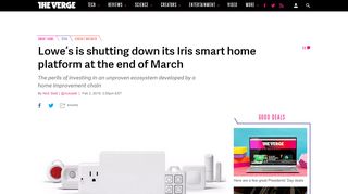 
                            13. Lowe's is shutting down its Iris smart home platform at the end of ...