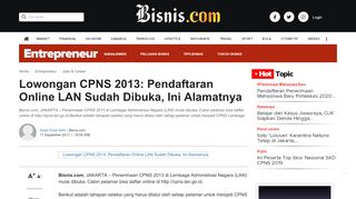 
                            10. Lowongan CPNS 2013: Pendaftaran Online LAN Sudah Dibuka, Ini ...