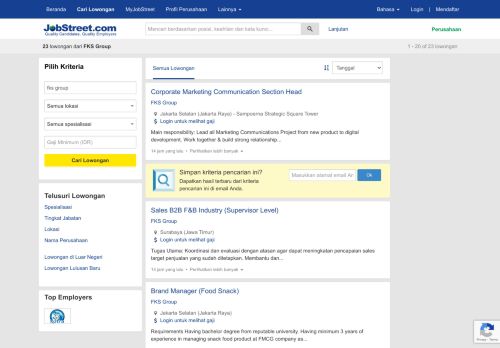 
                            4. Lowongan di FKS Group, Pekerjaan | JobStreet.co.id