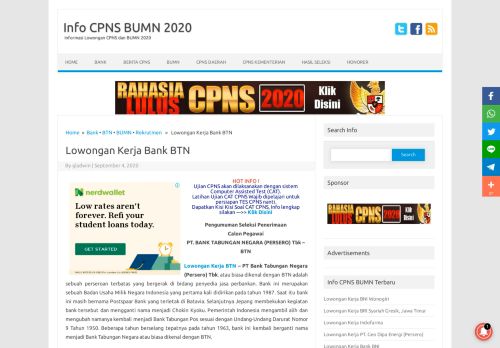 
                            10. Lowongan Kerja Bank BTN Februari 2019 Terbaru - Info CPNS 2018 ...