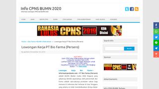 
                            6. Lowongan Kerja PT Bio Farma (Persero) Februari 2019 Terbaru - Info ...