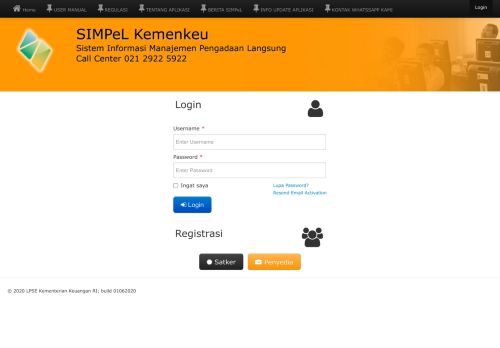 
                            5. LPSE Kementerian Keuangan - Login Site - SIMPeL