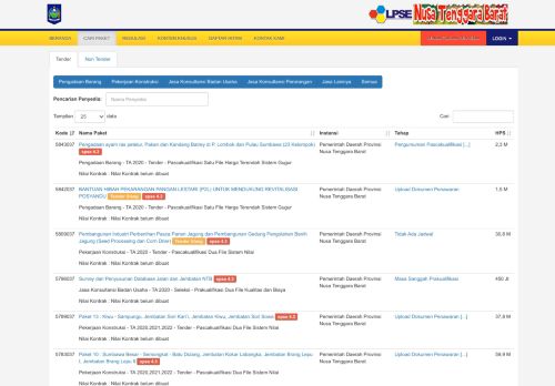 
                            2. LPSE Provinsi Nusa Tenggara Barat: Cari Paket