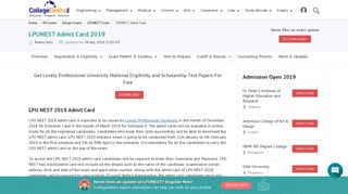 
                            11. LPUNEST Admit Card/Hall Ticket 2019: Steps to Download