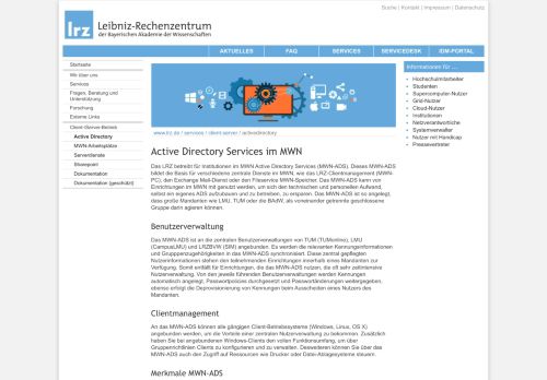 
                            12. LRZ: Active Directory Services im MWN