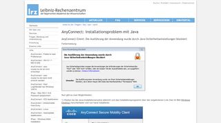 
                            10. LRZ: AnyConnect: Installationsproblem mit Java