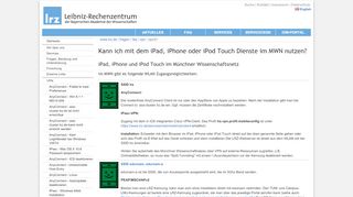 
                            11. LRZ: Kann ich mit dem iPad, iPhone oder iPod Touch Dienste im ...