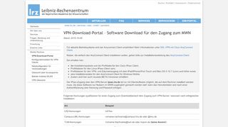 
                            3. LRZ: VPN-Download-Portal – Software Download für den Zugang zum ...