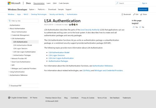 
                            5. LSA Authentication - Windows applications | Microsoft Docs