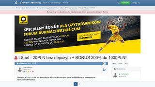 
                            7. LSbet - 20PLN bez depozytu + BONUS 200% do 1000PLN! | Forum ...
