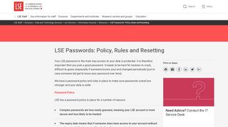 
                            3. LSE Passwords: Policy, Rules and Resetting