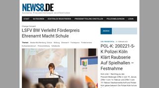 
                            13. LSFV BW verleiht Förderpreis Ehrenamt macht Schule - NEWS8.de ...