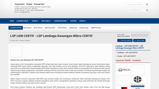 
                            11. LSP LKM CERTIF - LSP Lembaga Keuangan Mikro CERTIF - PUBinfo