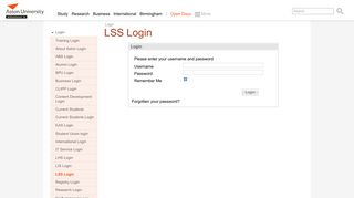 
                            11. LSS login - Aston University