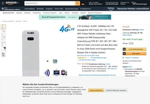 
                            8. LTE Surfstick, KuWFi 100Mbps 4G LTE beweglicher Wifi: Amazon.de ...