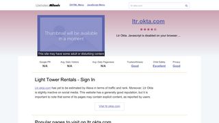 
                            9. Ltr.okta.com website. Light Tower Rentals - Sign In.