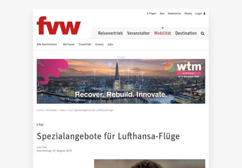 
                            10. L'tur: Spezialangebote für Lufthansa-Flüge - fvw