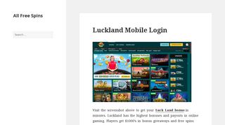 
                            12. Luckland Mobile Login - Free Spins
