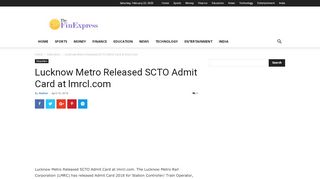 
                            10. Lucknow Metro Released SCTO Admit Card at lmrcl.com ...