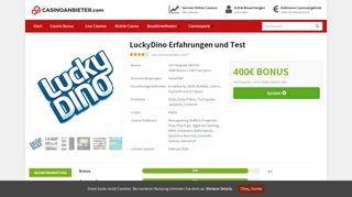 
                            6. Lucky Dino Erfahrungen 2019 | 400€ Bonus + 100 FS + 7 FREESPINS