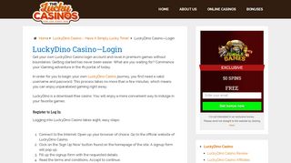 
                            4. LuckyDino Casino Login for €400 FREE - The Lucky Casinos