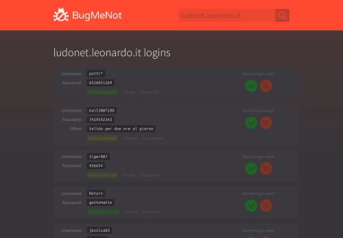 
                            6. ludonet.leonardo.it passwords - BugMeNot