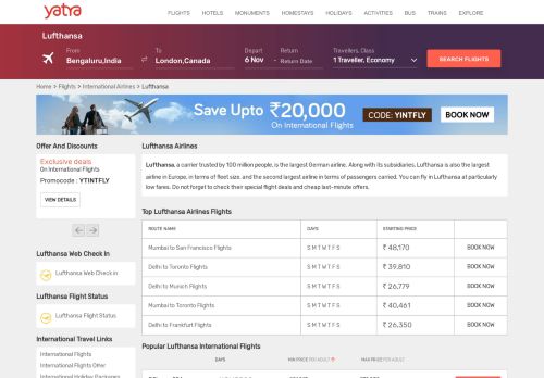 
                            12. Lufthansa Airlines | Lufthansa Flights Booking - Yatra.com