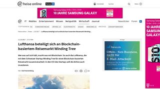 
                            6. Lufthansa beteiligt sich an Blockchain-basiertem Reisemarkt Winding ...
