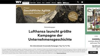 
                            8. Lufthansa launcht größte Kampagne der Unternehmensgeschichte ...