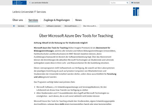 
                            3. LUIS - Über Microsoft Imagine - Leibniz Universität IT Services