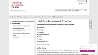 
                            9. Luleå Tekniska Universitet, Schweden - TH Köln