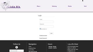 
                            7. Lulu B's Diner - Login