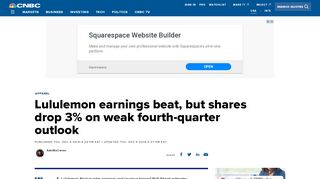 
                            9. Lululemon earnings beat, but shares drop 3% on weak outlook