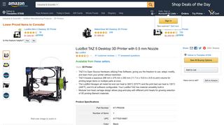 
                            11. LulzBot TAZ 5 Desktop 3D Printer with 0.5 mm Nozzle: Amazon.com ...