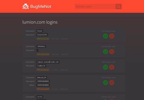 
                            1. lumion.com passwords - BugMeNot