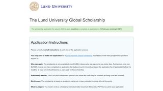 
                            12. Lund University Online Scholarship Application System