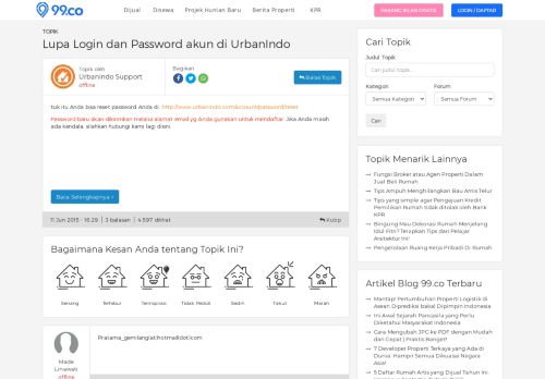 
                            4. Lupa Login dan Password akun di UrbanIndo - 99.co