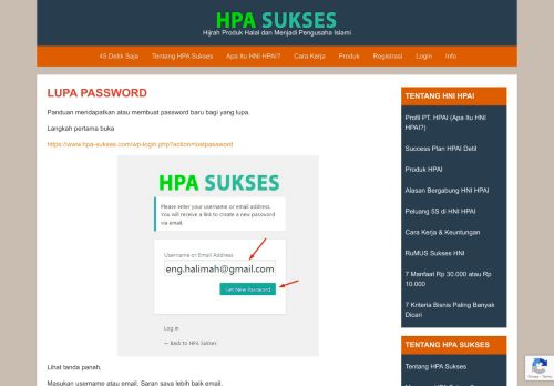 
                            7. Lupa Password - HPA Sukses