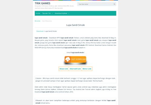 
                            11. Lupa Sandi Smule | Trik Games