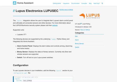 
                            4. Lupus Electronics Home Security - Home Assistant