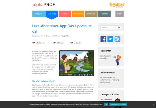
                            7. Lurs-Abenteuer-App: Das Update ist da! - alphaPROF