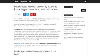 
                            10. Lusaka Apex Medical University Students Portal Login | www.lamu ...