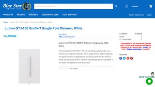 
                            10. Lutron GTJ-150 Grafik-T Single Pole Dimmer, White — Blue Star ...