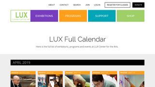
                            12. LUX Full Calendar | LUX Center for the Arts | Art Gallery, Classes ...