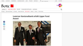 
                            10. Luzerner Kantonalbank erhält Lipper Fund Award | Wirtschaft | Bote ...