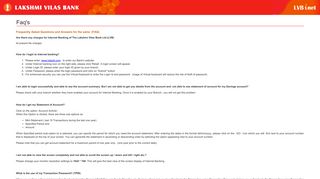 
                            2. LVB - INTERNET BANKING - Faq's - Lakshmi Vilas Bank