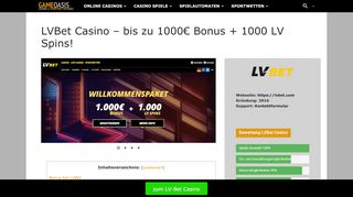 
                            6. LVBet Casino - Gameoasis.de